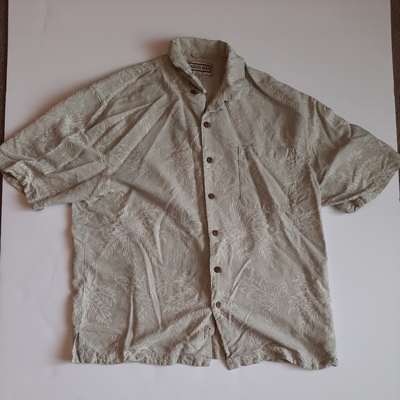 Jamaica Jaxx 100% Silk Short Sleeve Shirt Hawaiian Pattern Size L Wedding Formal - Picture 1 of 6